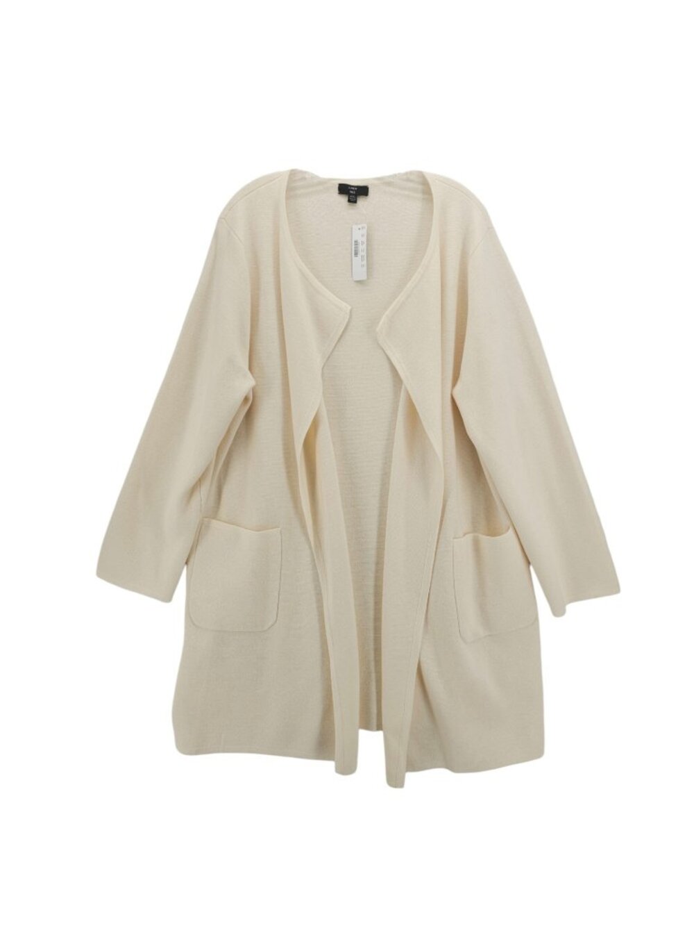 J. CREW 365 Juliette Collarless Sweater Blazer Open Front Pockets Ivory Size XXL